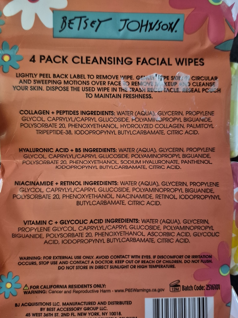 Betsey Johnson Pink Cleansing Facial Wipes - 8Pack (240 Wipes Total) - Picture 8 of 11